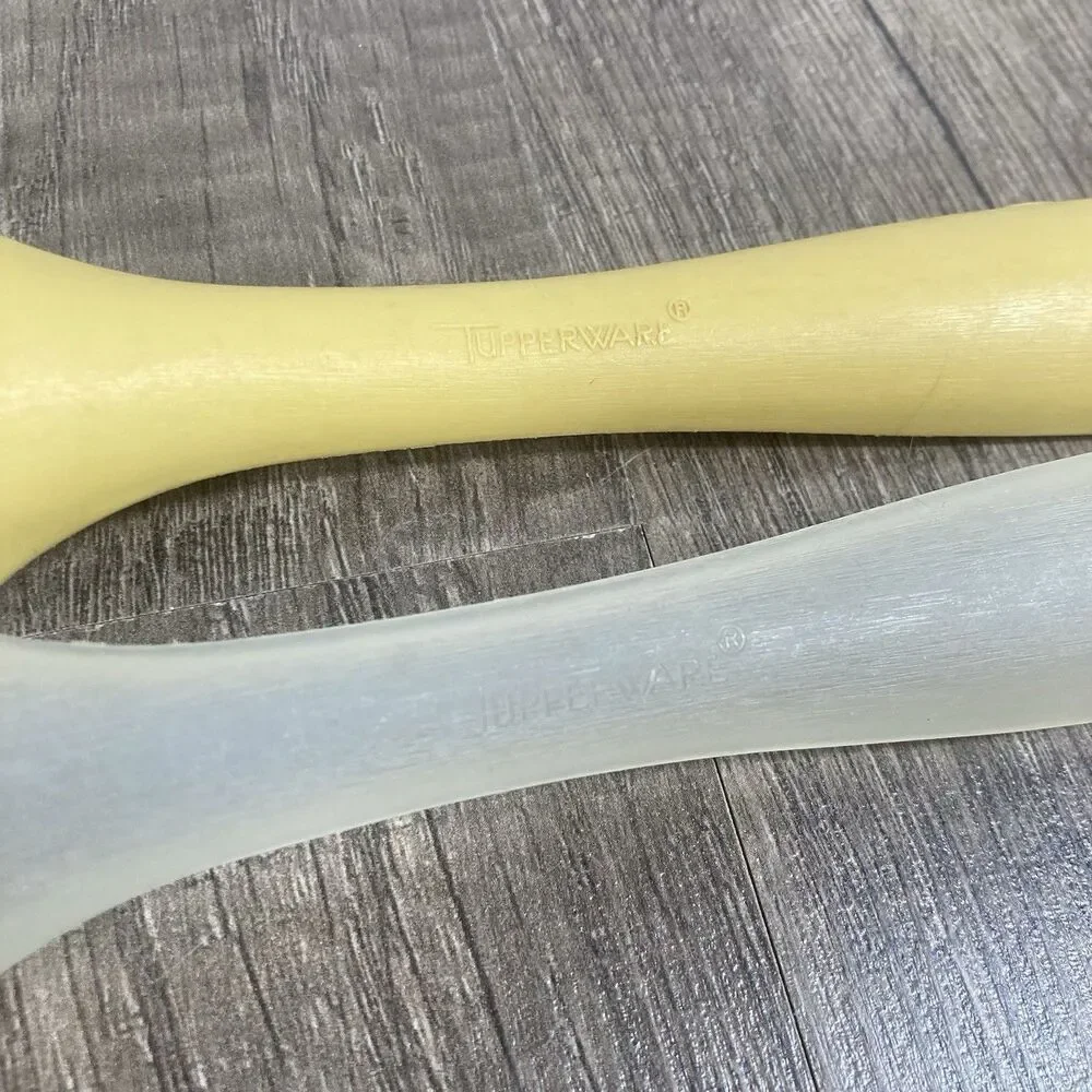 Vintage TUPPERWARE Spoons Fork Salad Serving Sporks Frosted Clear And Yellow